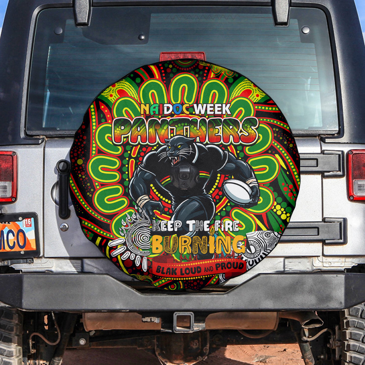 NAIDOC Week 2024 Panthers Spare Tire Cover Mascot Rugby