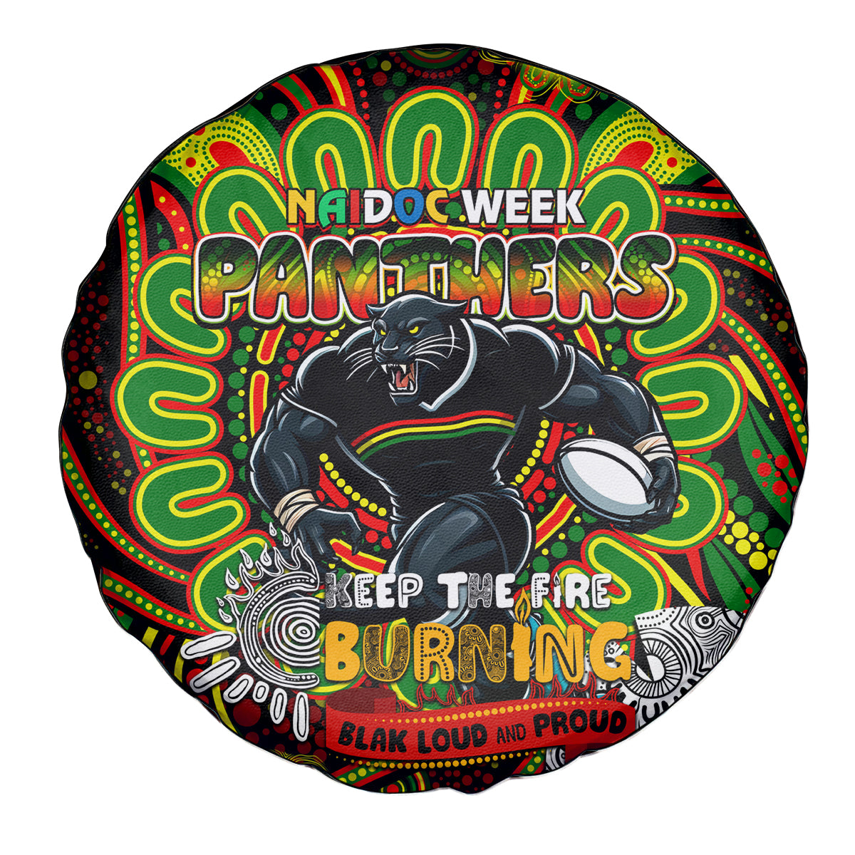 NAIDOC Week 2024 Panthers Spare Tire Cover Mascot Rugby