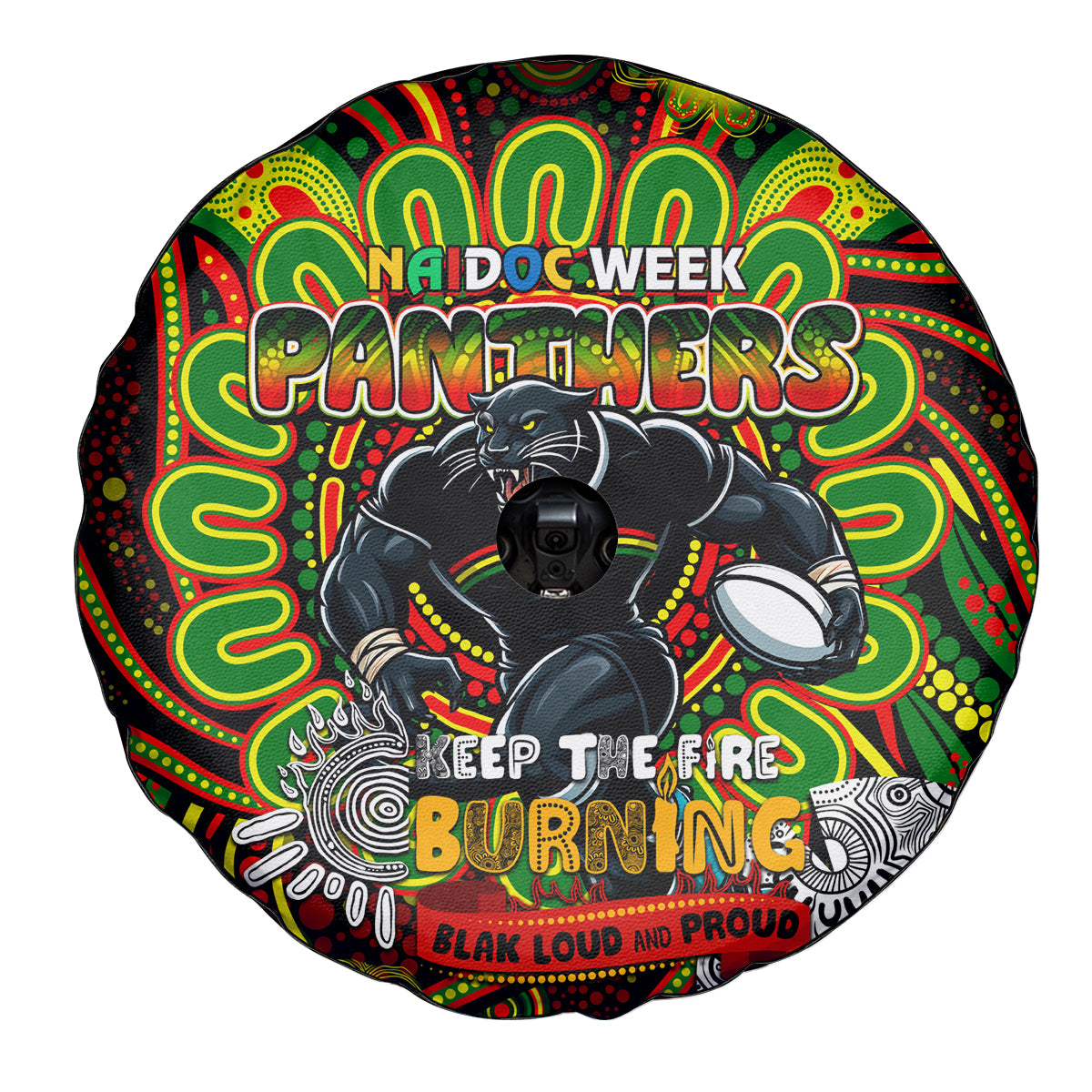 NAIDOC Week 2024 Panthers Spare Tire Cover Mascot Rugby