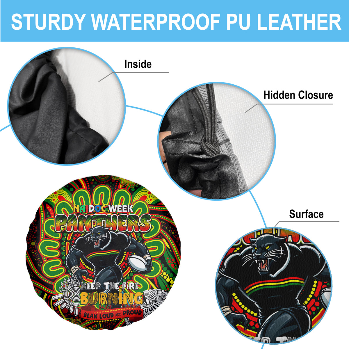 NAIDOC Week 2024 Panthers Spare Tire Cover Mascot Rugby