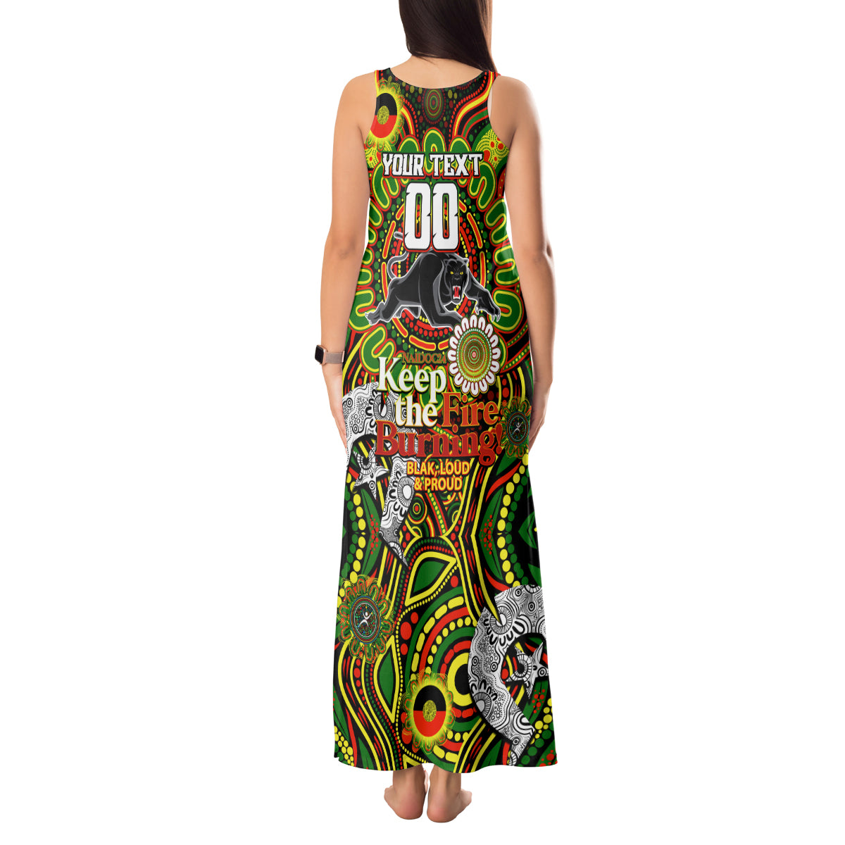 Custom NAIDOC Week 2024 Panthers Tank Maxi Dress Mascot Rugby