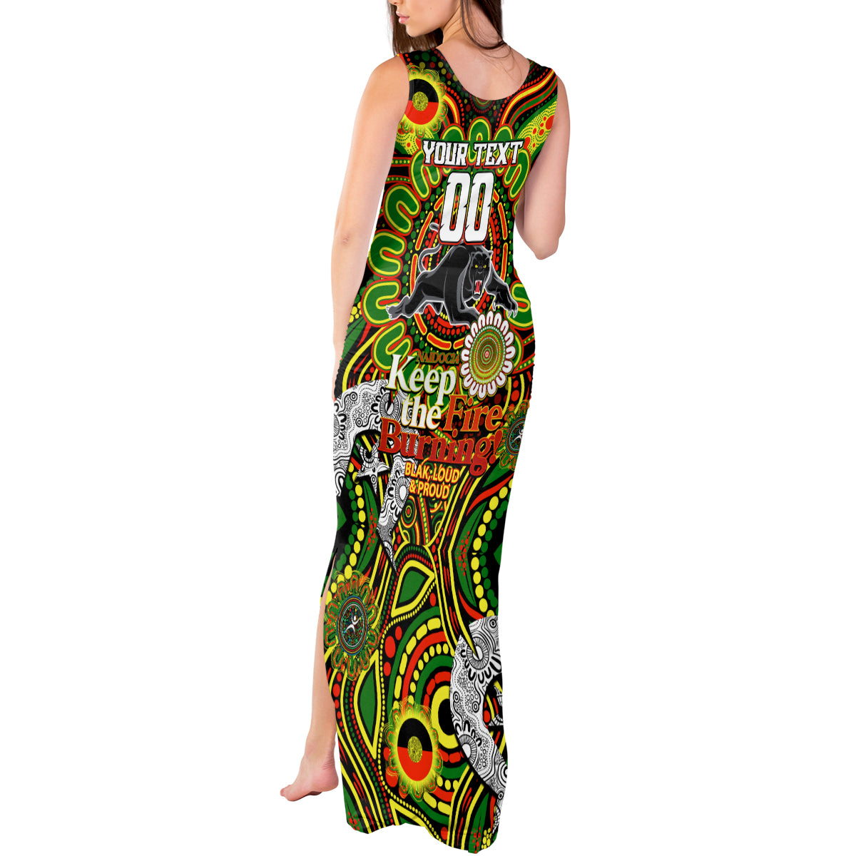 Custom NAIDOC Week 2024 Panthers Tank Maxi Dress Mascot Rugby