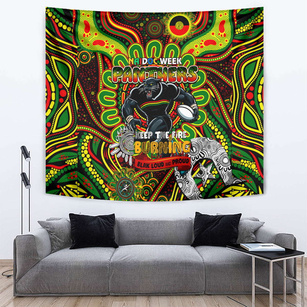 NAIDOC Week 2024 Panthers Tapestry Mascot Rugby