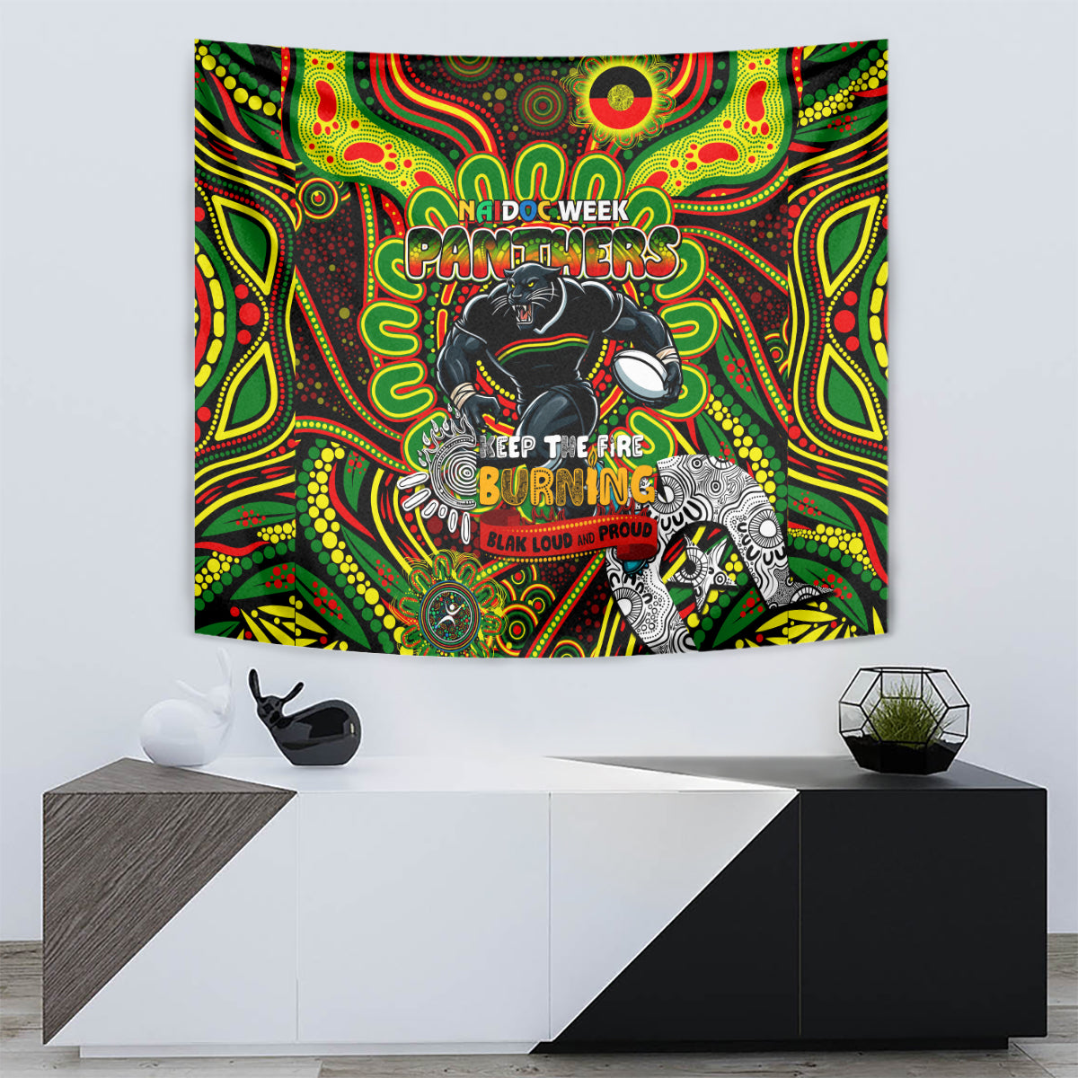 NAIDOC Week 2024 Panthers Tapestry Mascot Rugby