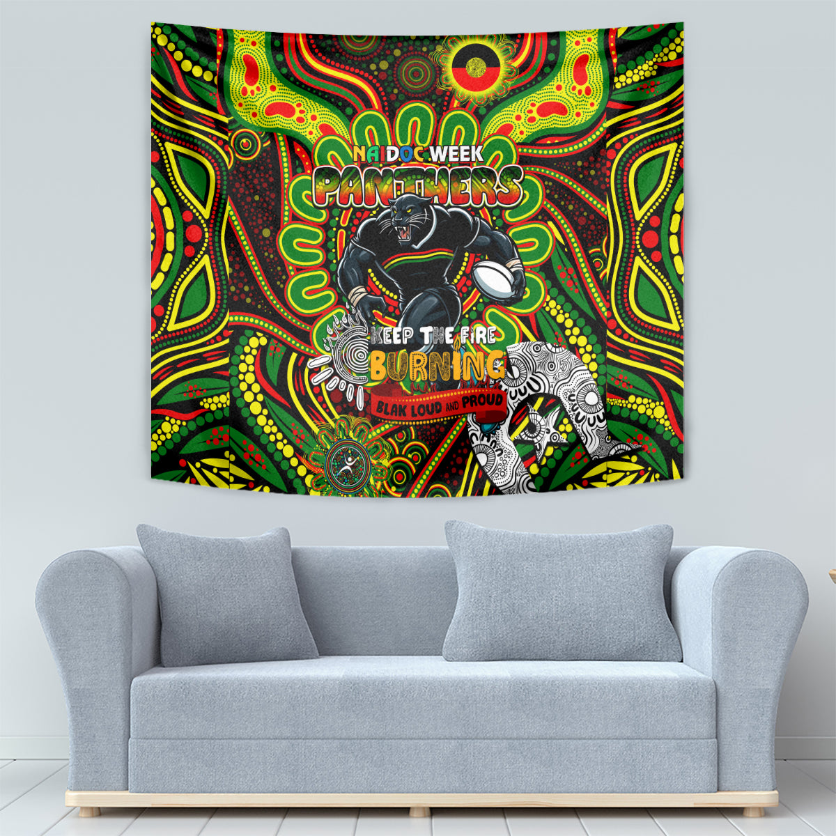 NAIDOC Week 2024 Panthers Tapestry Mascot Rugby
