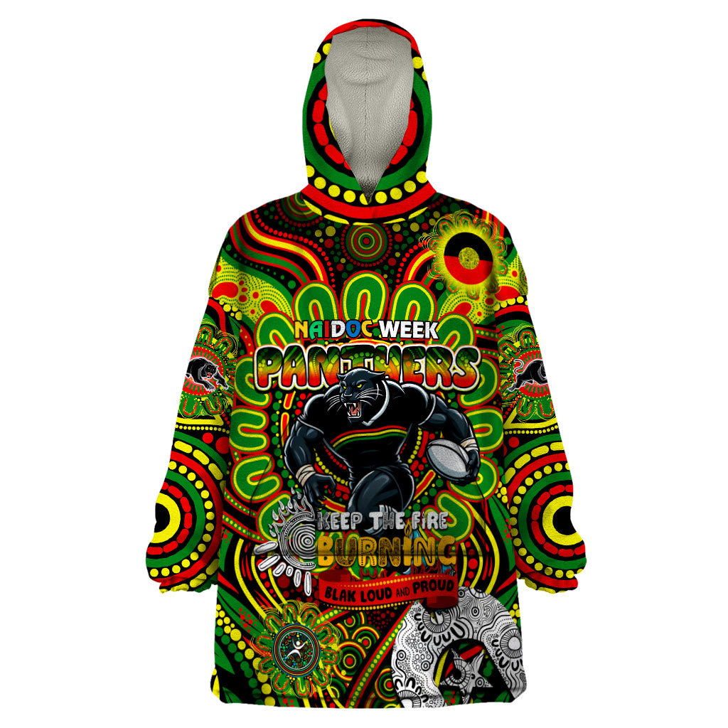 Custom NAIDOC Week 2024 Panthers Wearable Blanket Hoodie Mascot Rugby