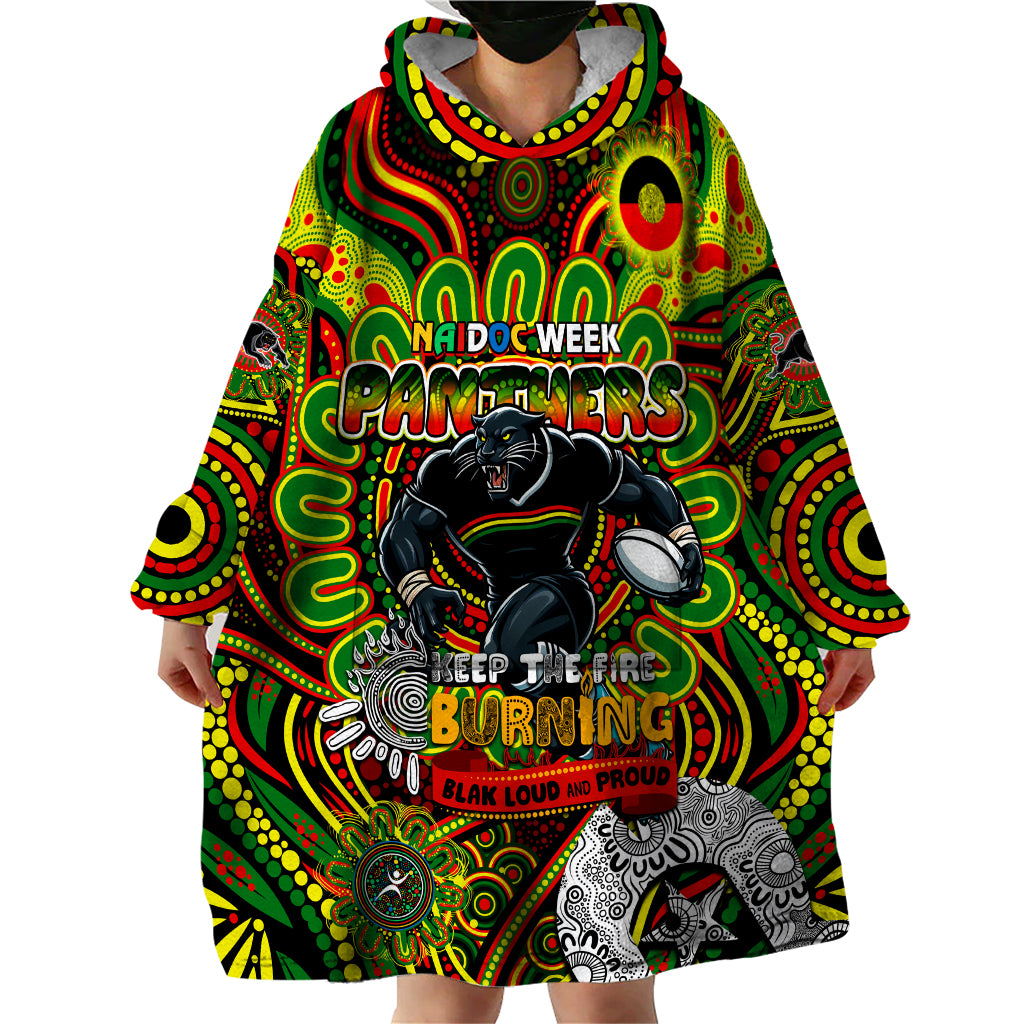 Custom NAIDOC Week 2024 Panthers Wearable Blanket Hoodie Mascot Rugby
