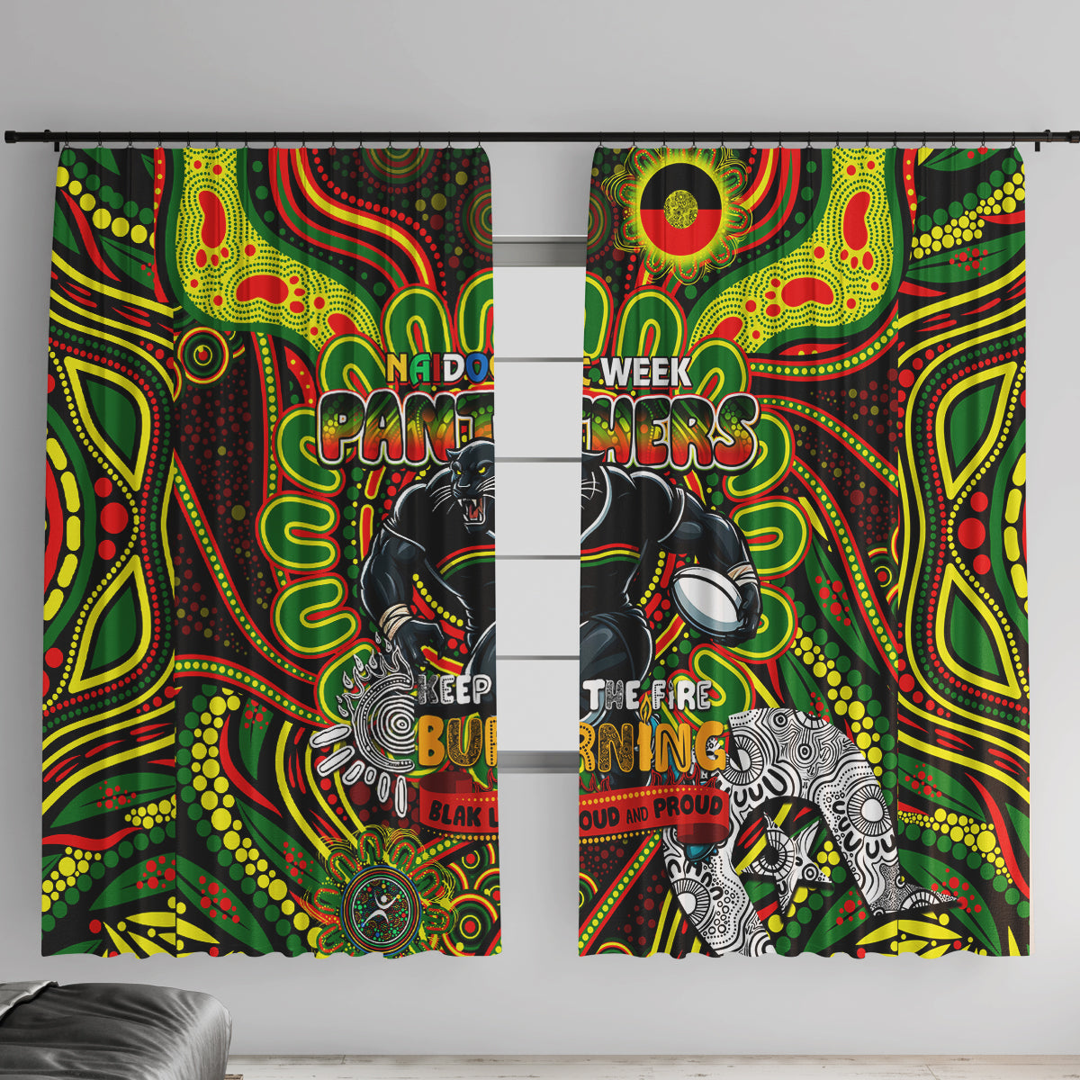 NAIDOC Week 2024 Panthers Window Curtain Mascot Rugby