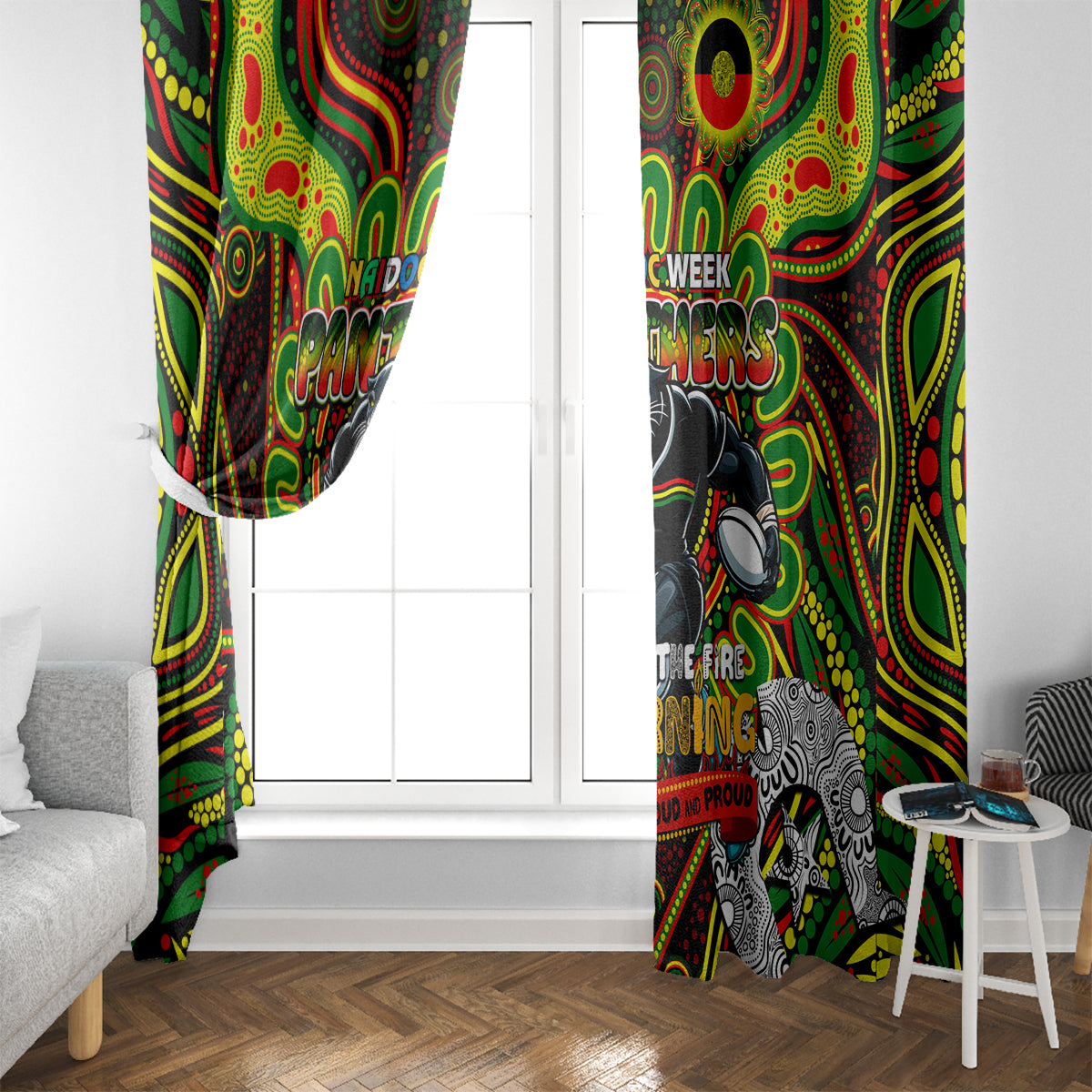 NAIDOC Week 2024 Panthers Window Curtain Mascot Rugby