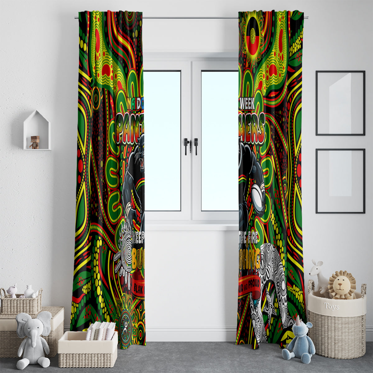 NAIDOC Week 2024 Panthers Window Curtain Mascot Rugby