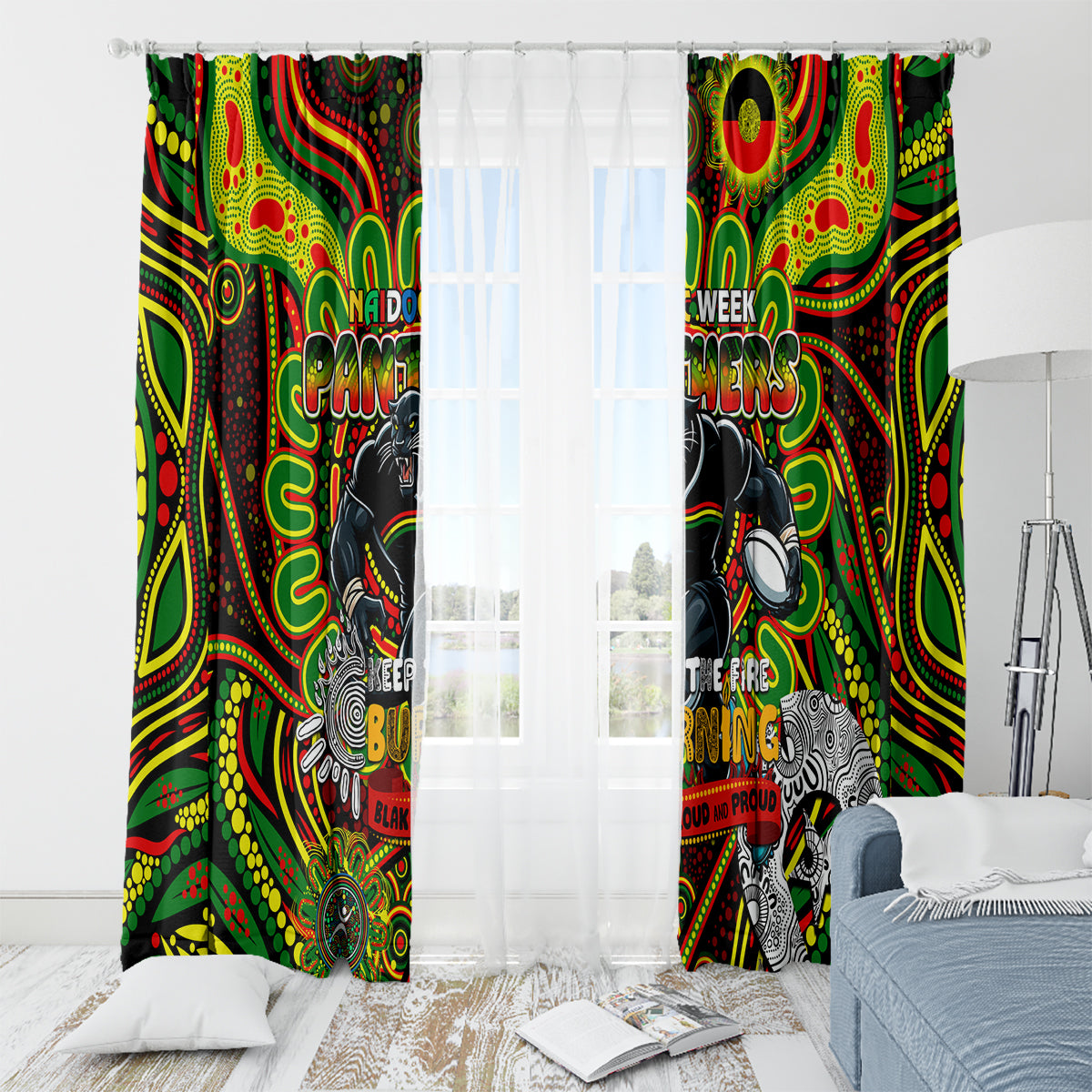 NAIDOC Week 2024 Panthers Window Curtain Mascot Rugby