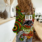 Custom NAIDOC Week 2024 Panthers Women Casual Shirt Mascot Rugby