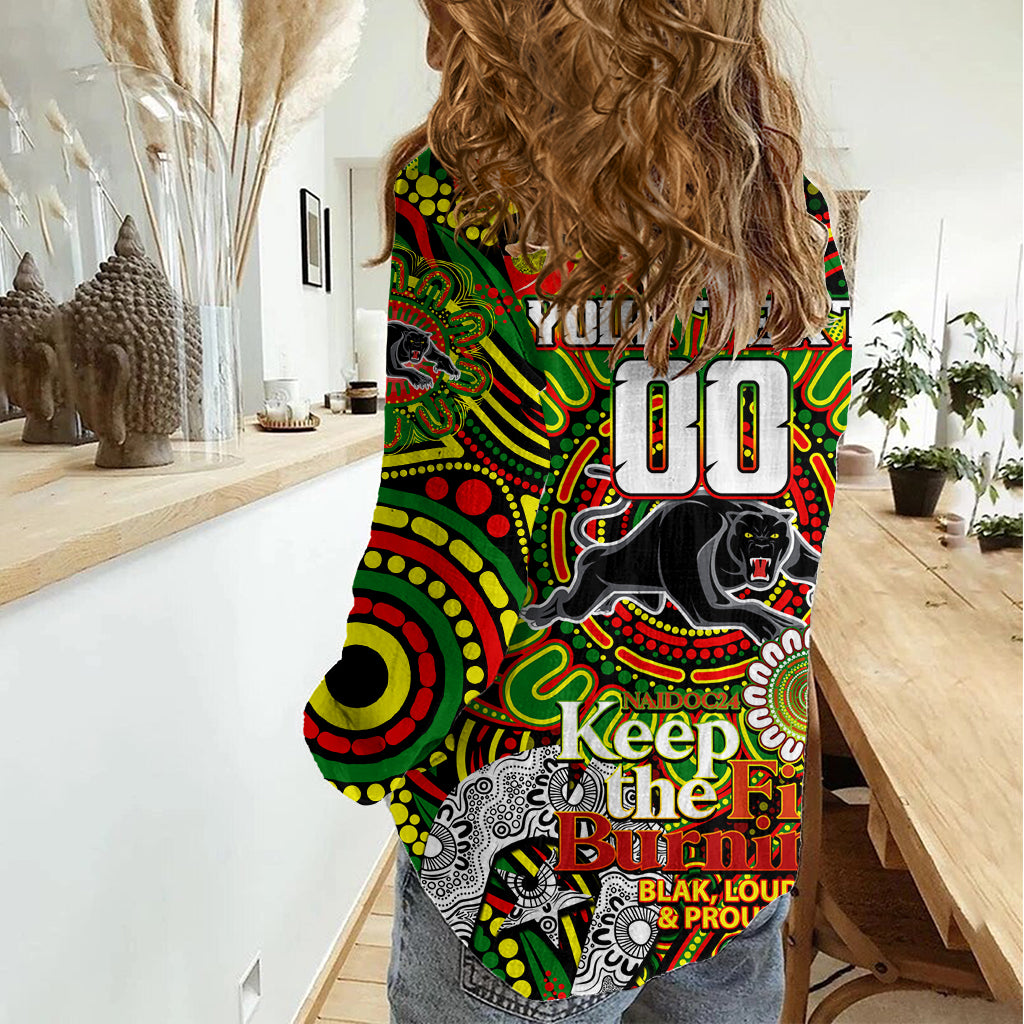Custom NAIDOC Week 2024 Panthers Women Casual Shirt Mascot Rugby
