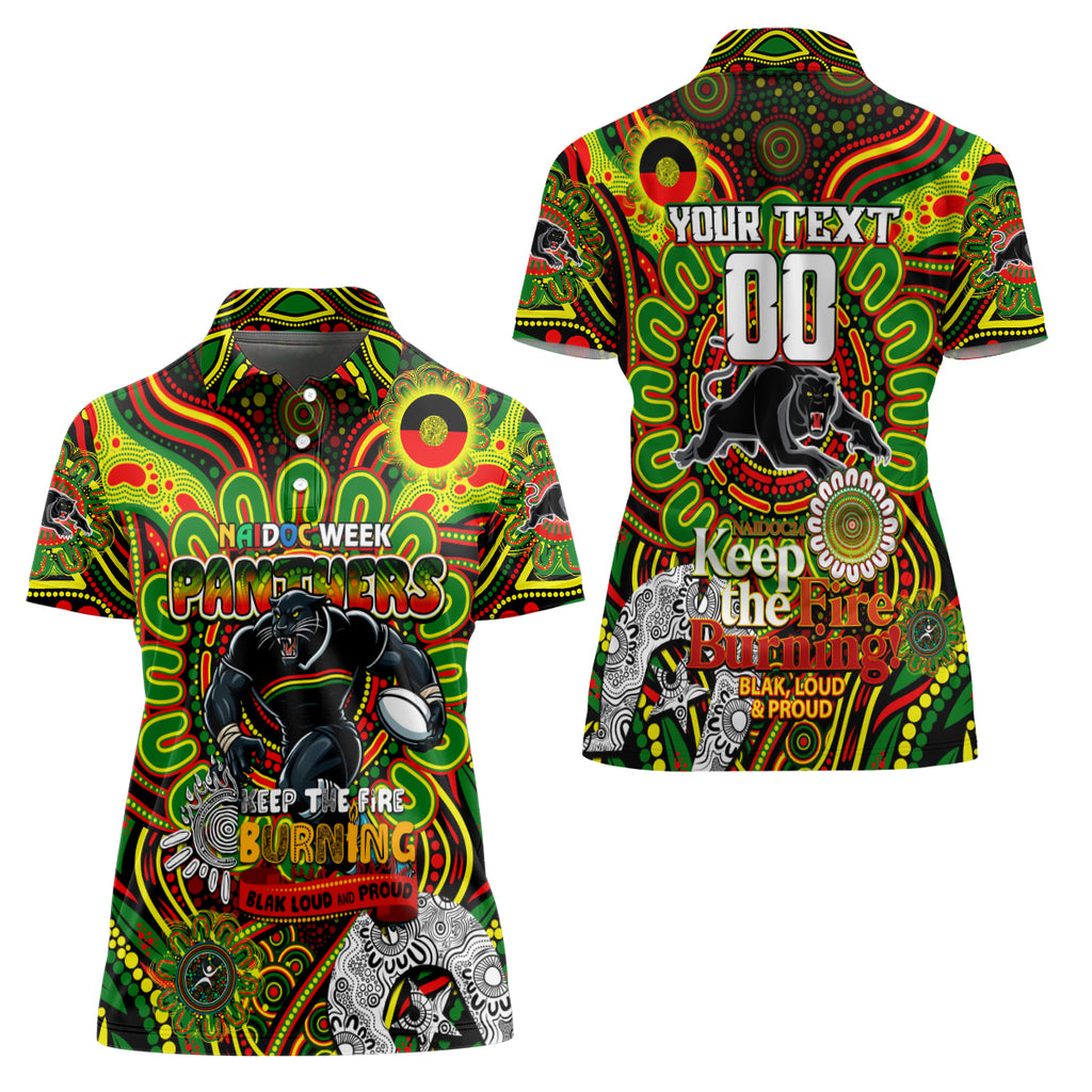 Custom NAIDOC Week 2024 Panthers Women Polo Shirt Mascot Rugby