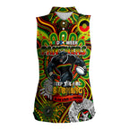 Custom NAIDOC Week 2024 Panthers Women Sleeveless Polo Shirt Mascot Rugby
