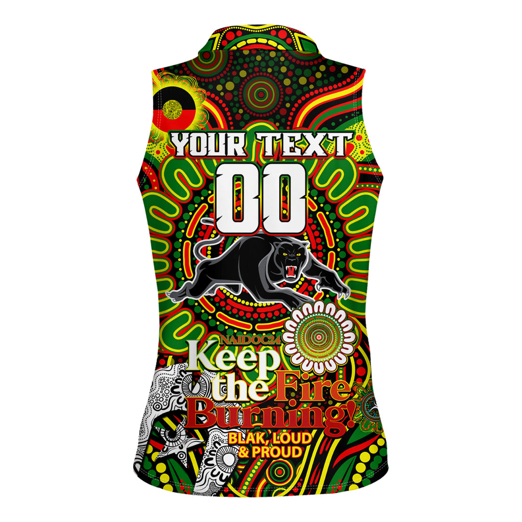 Custom NAIDOC Week 2024 Panthers Women Sleeveless Polo Shirt Mascot Rugby