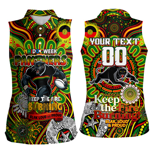 Custom NAIDOC Week 2024 Panthers Women Sleeveless Polo Shirt Mascot Rugby