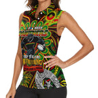 Custom NAIDOC Week 2024 Panthers Women Sleeveless Polo Shirt Mascot Rugby