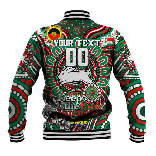 Custom NAIDOC Week 2024 Rabbitohs Baseball Jacket Mascot Rugby DT02