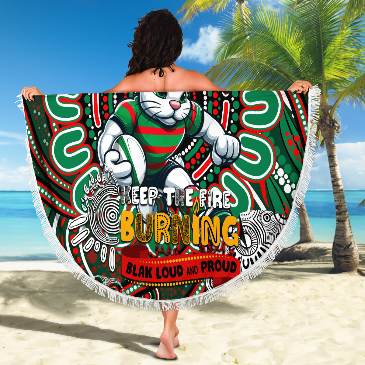 NAIDOC Week 2024 Rabbitohs Beach Blanket Mascot Rugby