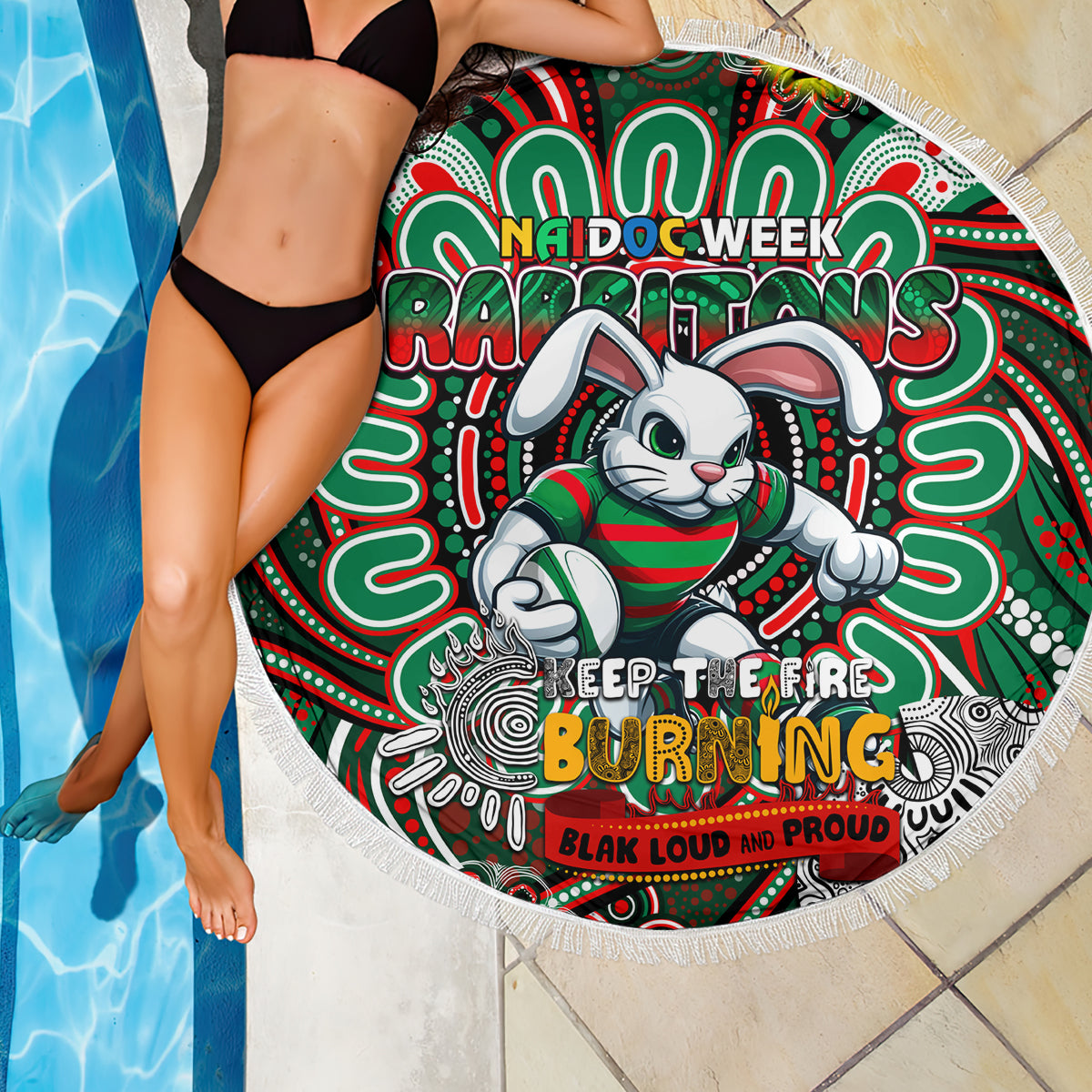 NAIDOC Week 2024 Rabbitohs Beach Blanket Mascot Rugby