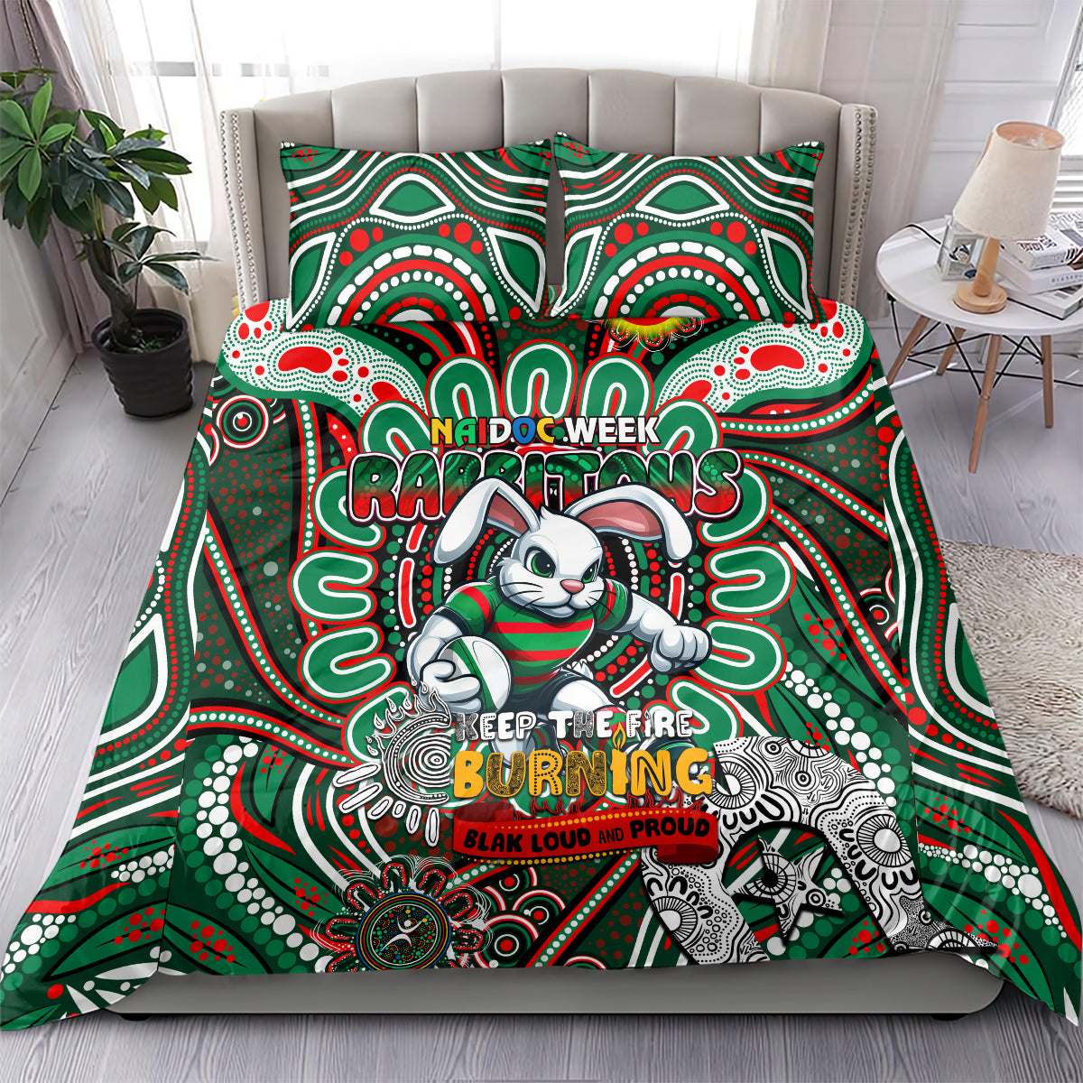 NAIDOC Week 2024 Rabbitohs Bedding Set Mascot Rugby