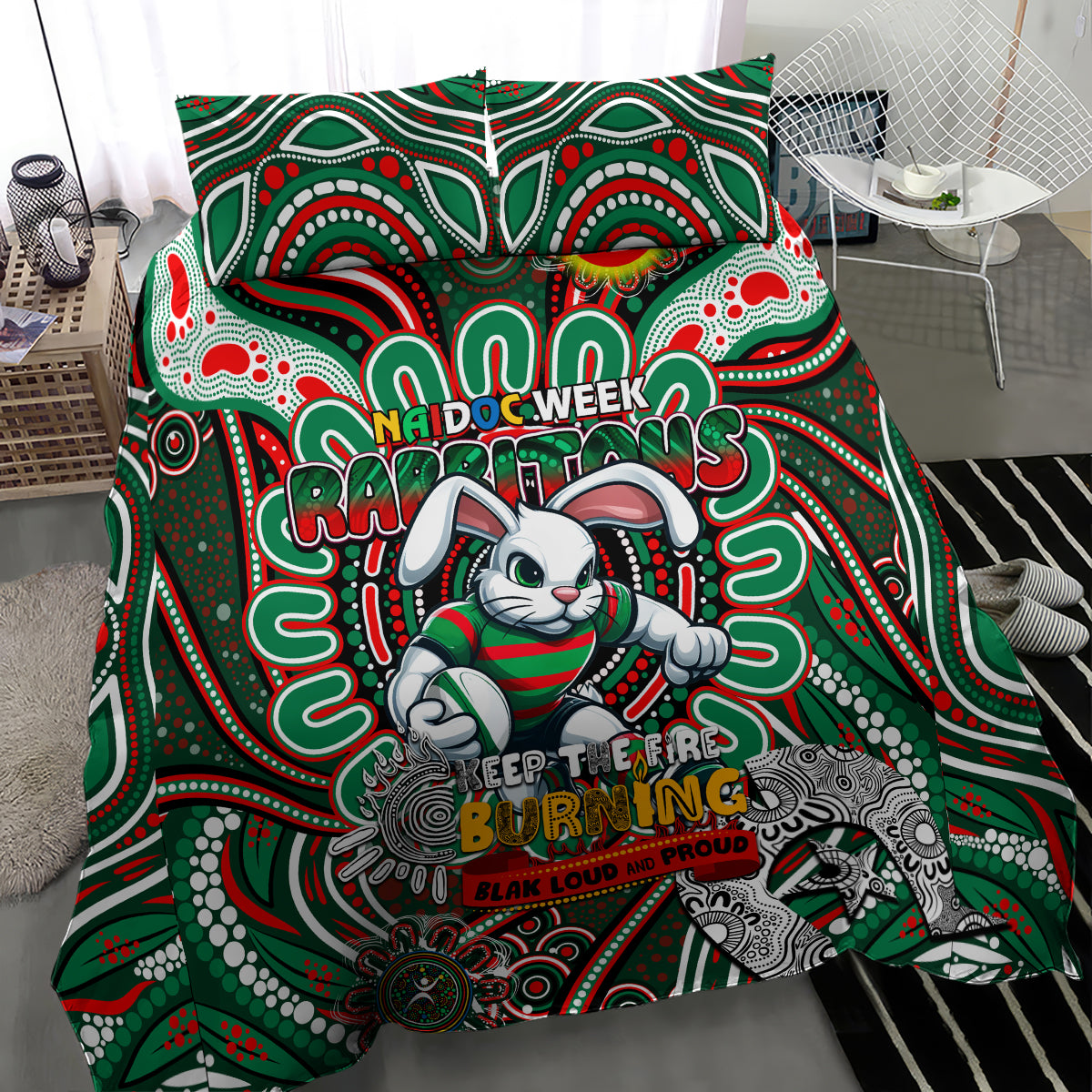 NAIDOC Week 2024 Rabbitohs Bedding Set Mascot Rugby