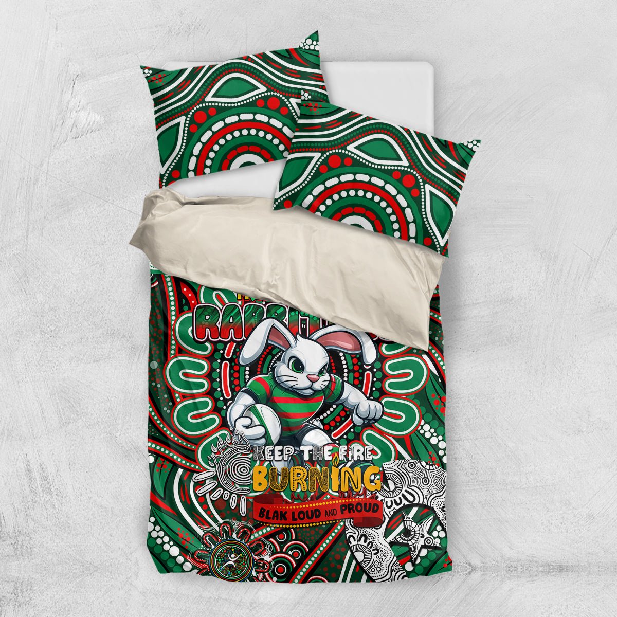 NAIDOC Week 2024 Rabbitohs Bedding Set Mascot Rugby