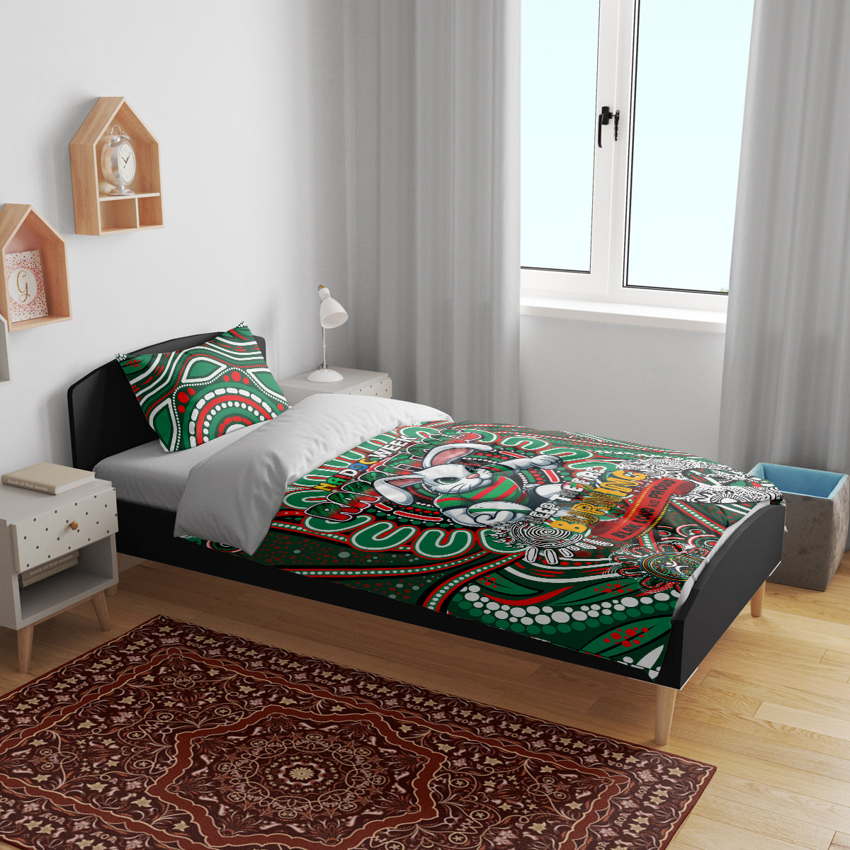 NAIDOC Week 2024 Rabbitohs Bedding Set Mascot Rugby