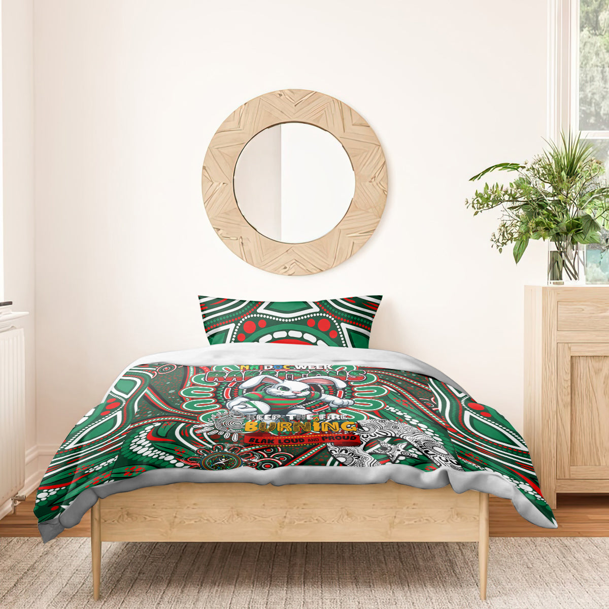 NAIDOC Week 2024 Rabbitohs Bedding Set Mascot Rugby