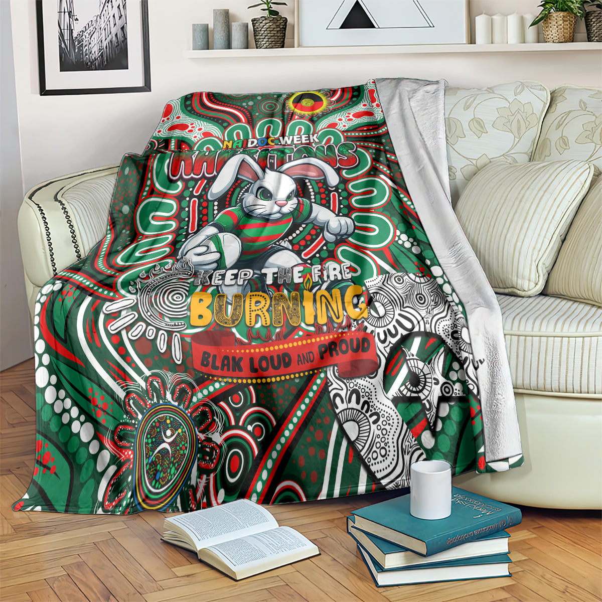NAIDOC Week 2024 Rabbitohs Blanket Mascot Rugby
