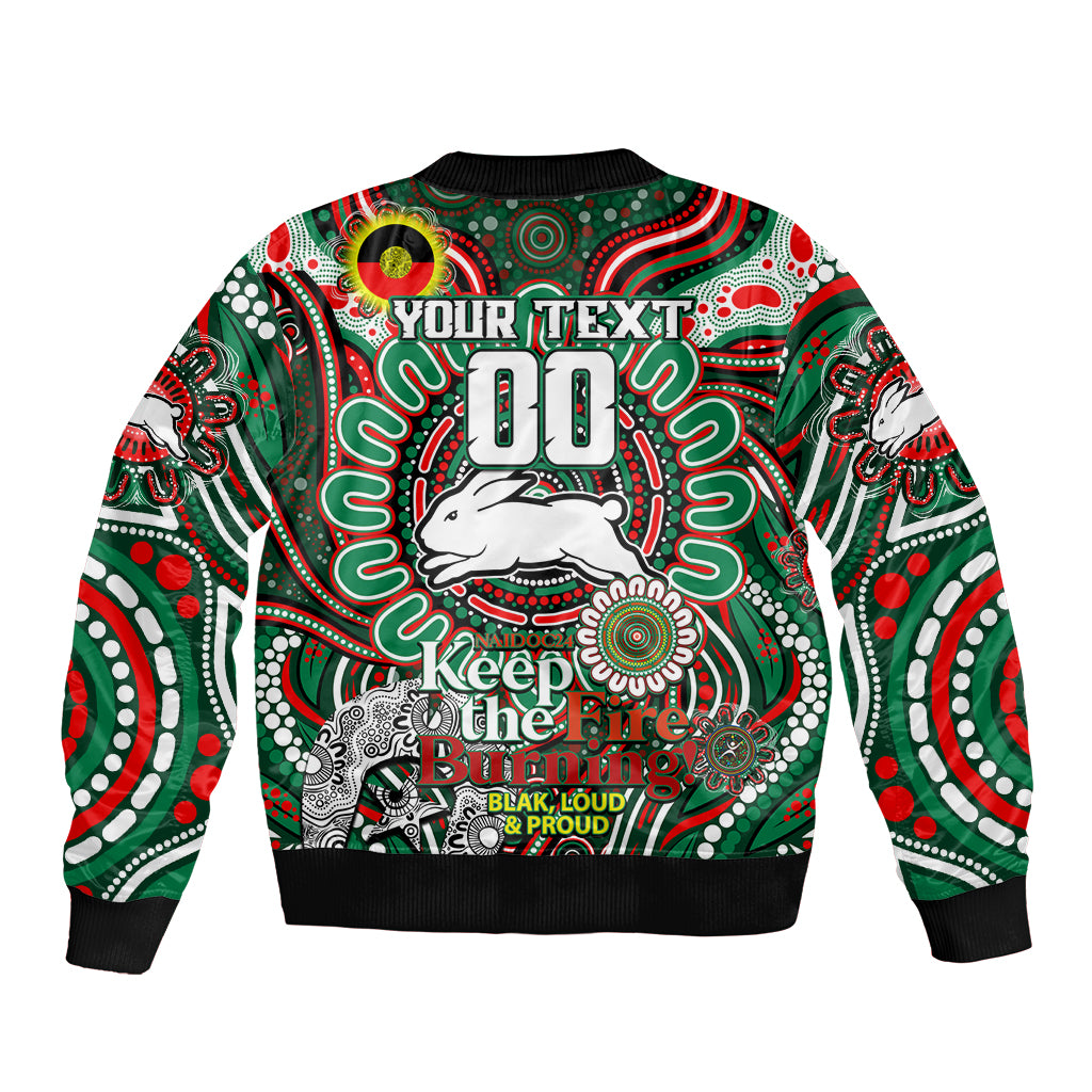 Custom NAIDOC Week 2024 Rabbitohs Bomber Jacket Mascot Rugby DT02