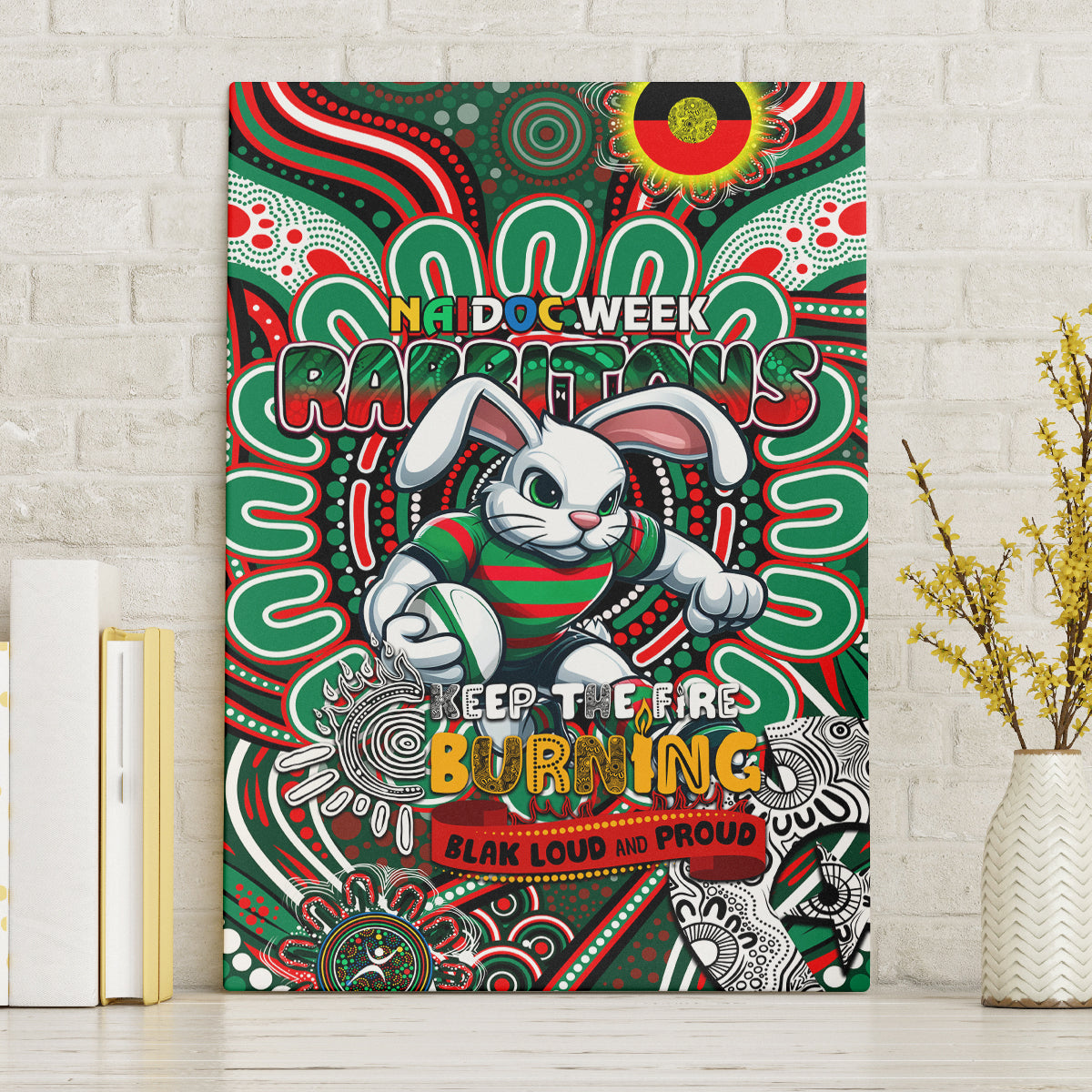 NAIDOC Week 2024 Rabbitohs Canvas Wall Art Mascot Rugby