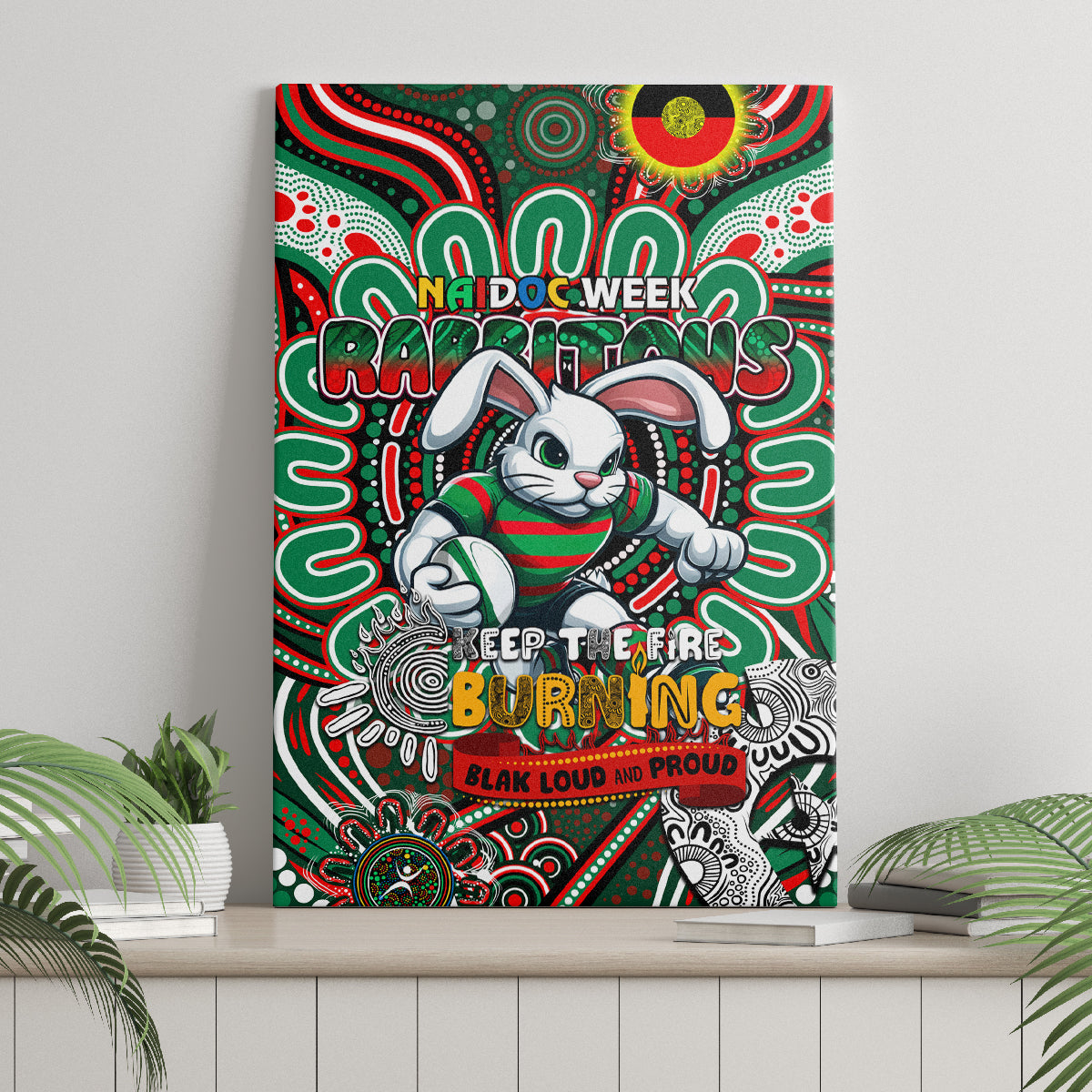 NAIDOC Week 2024 Rabbitohs Canvas Wall Art Mascot Rugby
