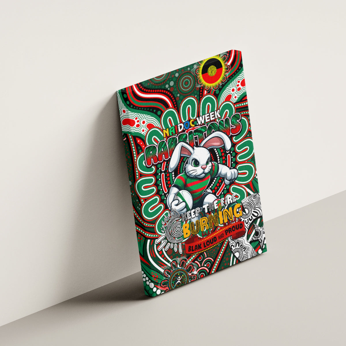 NAIDOC Week 2024 Rabbitohs Canvas Wall Art Mascot Rugby