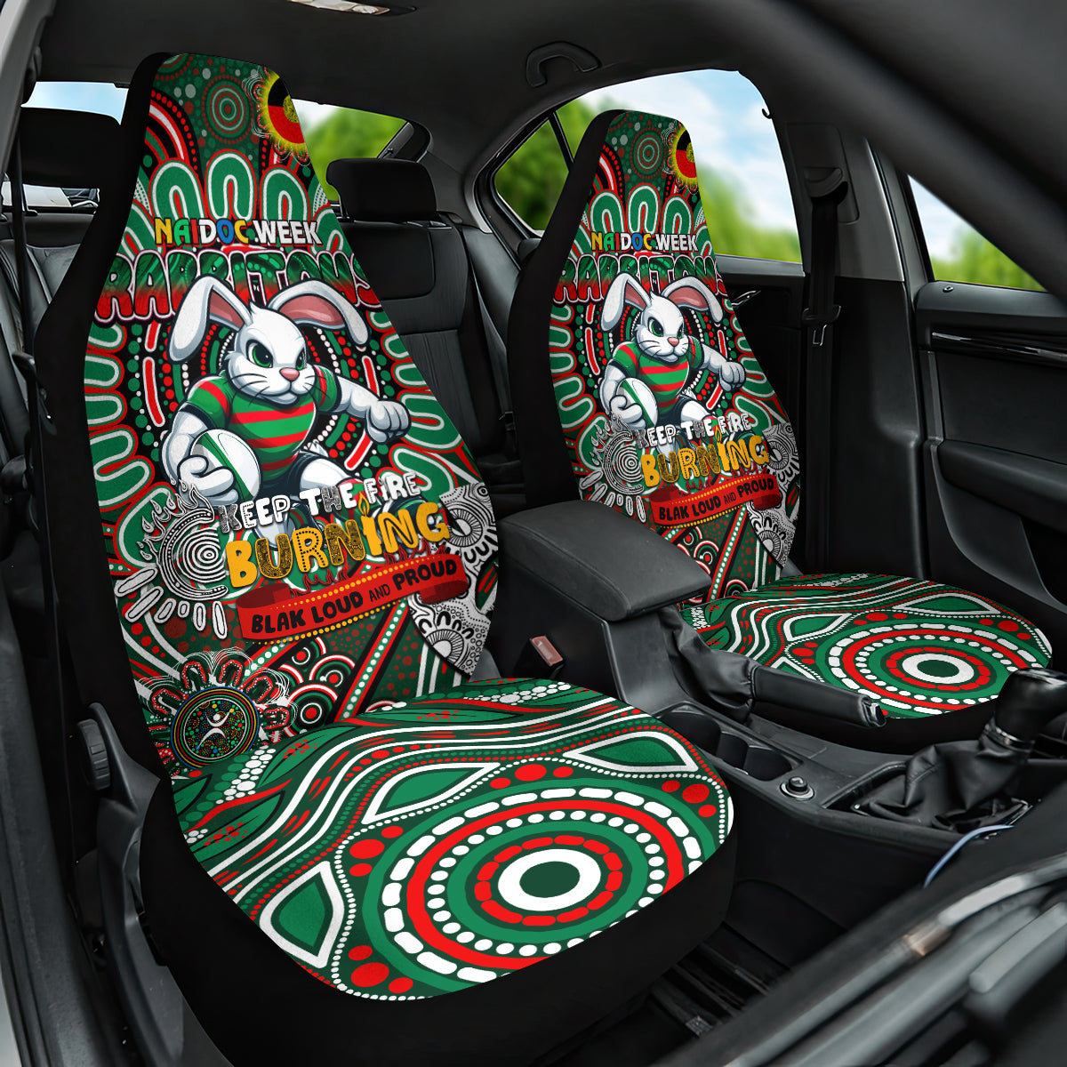 NAIDOC Week 2024 Rabbitohs Car Seat Cover Mascot Rugby