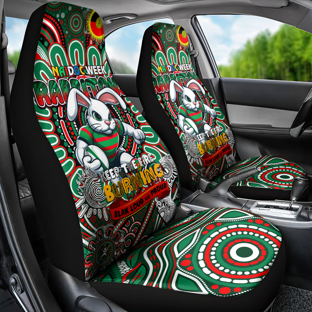 NAIDOC Week 2024 Rabbitohs Car Seat Cover Mascot Rugby