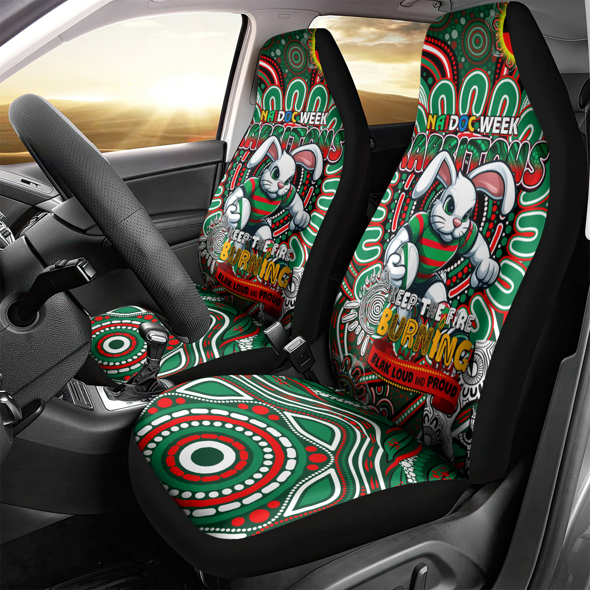 NAIDOC Week 2024 Rabbitohs Car Seat Cover Mascot Rugby