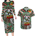 Custom NAIDOC Week 2024 Rabbitohs Couples Matching Long Sleeve Bodycon Dress and Hawaiian Shirt Mascot Rugby DT02