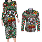 Custom NAIDOC Week 2024 Rabbitohs Couples Matching Long Sleeve Bodycon Dress and Long Sleeve Button Shirt Mascot Rugby DT02
