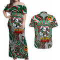 Custom NAIDOC Week 2024 Rabbitohs Couples Matching Off Shoulder Maxi Dress and Hawaiian Shirt Mascot Rugby DT02
