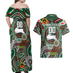 Custom NAIDOC Week 2024 Rabbitohs Couples Matching Off Shoulder Maxi Dress and Hawaiian Shirt Mascot Rugby DT02