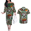 Custom NAIDOC Week 2024 Rabbitohs Couples Matching Off The Shoulder Long Sleeve Dress and Hawaiian Shirt Mascot Rugby DT02