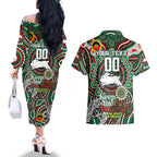 Custom NAIDOC Week 2024 Rabbitohs Couples Matching Off The Shoulder Long Sleeve Dress and Hawaiian Shirt Mascot Rugby DT02