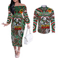 Custom NAIDOC Week 2024 Rabbitohs Couples Matching Off The Shoulder Long Sleeve Dress and Long Sleeve Button Shirt Mascot Rugby DT02