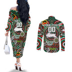 Custom NAIDOC Week 2024 Rabbitohs Couples Matching Off The Shoulder Long Sleeve Dress and Long Sleeve Button Shirt Mascot Rugby DT02