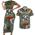 Custom NAIDOC Week 2024 Rabbitohs Couples Matching Short Sleeve Bodycon Dress and Hawaiian Shirt Mascot Rugby DT02