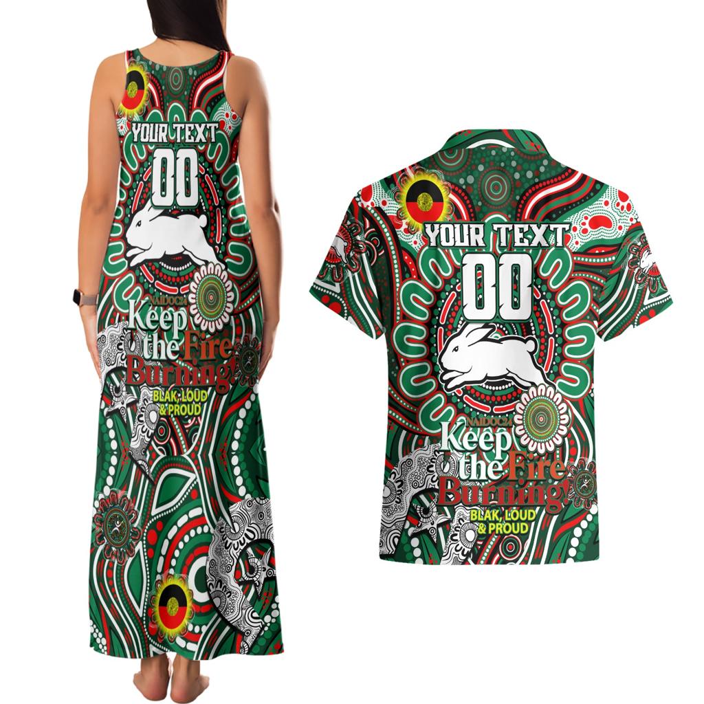 Custom NAIDOC Week 2024 Rabbitohs Couples Matching Tank Maxi Dress and Hawaiian Shirt Mascot Rugby DT02