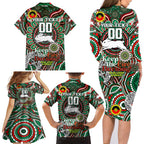 Custom NAIDOC Week 2024 Rabbitohs Family Matching Long Sleeve Bodycon Dress and Hawaiian Shirt Mascot Rugby DT02
