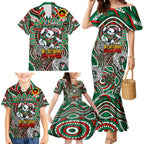 Custom NAIDOC Week 2024 Rabbitohs Family Matching Mermaid Dress and Hawaiian Shirt Mascot Rugby DT02